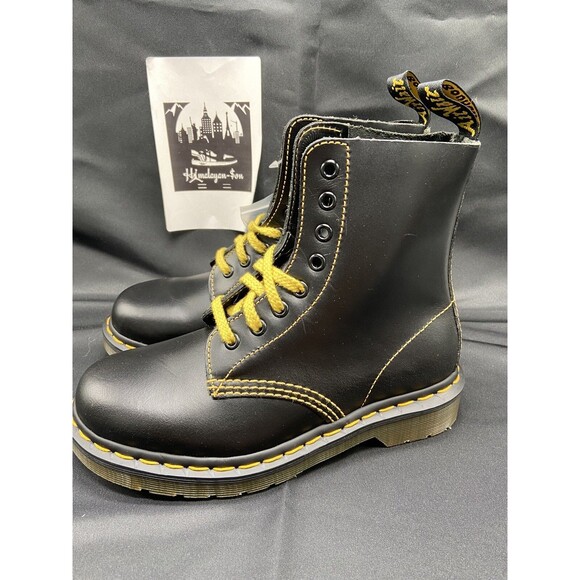 Dr Doc Martens 1460 Pascal Black Leather Lace Up Boots Mens US 4 Wmns US 5 New - Picture 1 of 12